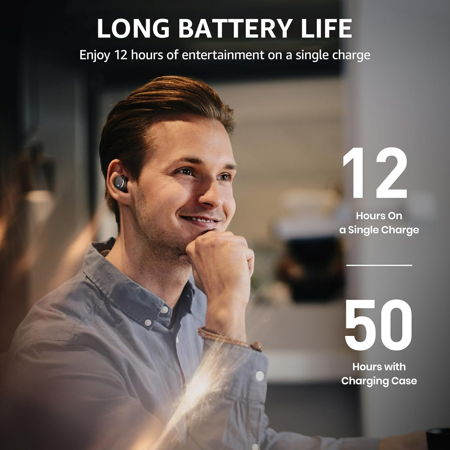 TOZO T6 Wireless Earbuds Bluetooth 5.3 Headphones, Ergonomic Design In-Ear Headset, 50Hrs Playtime with Wireless Charging Case, APP EQ Customisable, IPX8 Waterproof, New Version image number 3