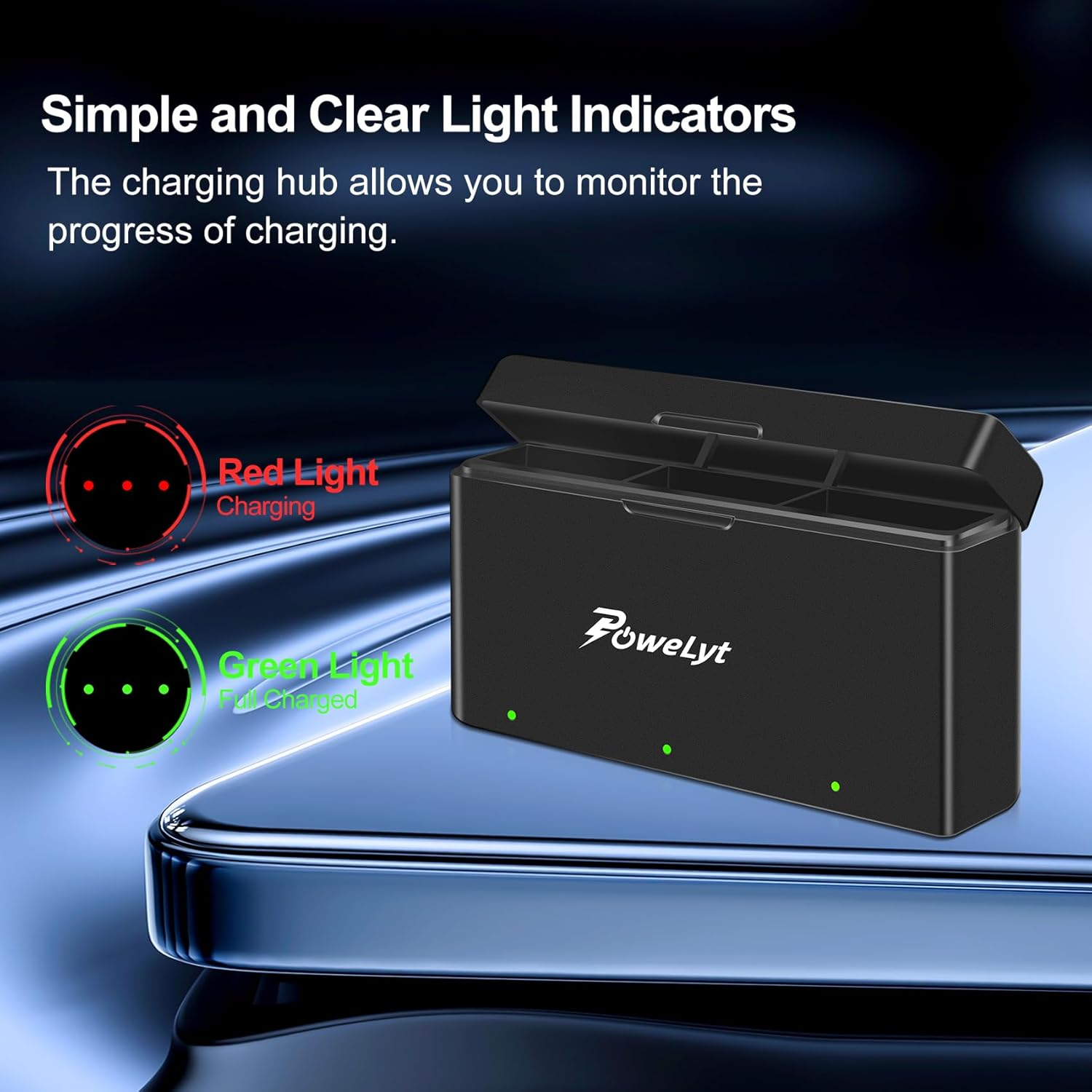 Powelyt Osmo 360/Action 6/5 Pro/4/3 Battery 2 Packs 3.87V 2100Mah Osmo Action 5 Pro Batteries and 3 Channels Charging Station Compatible with DJI Osmo Action 6/Action 5 Pro/Action 4/Action 3,Osmo 360 image number 6