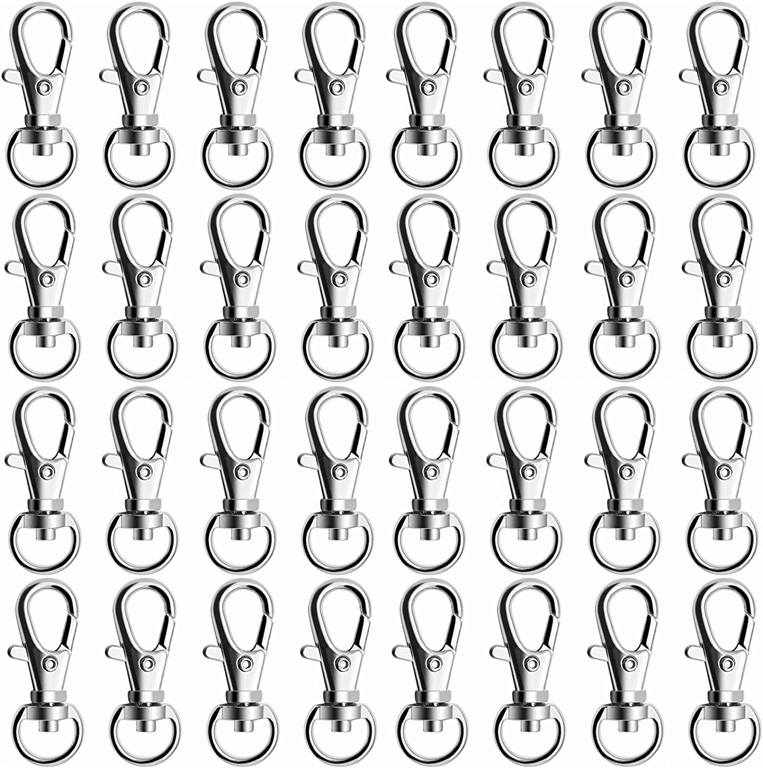 Hysagtek Swivel Snap Hooks (100 Pcs), Silver, Lobster Claw Clasp, Lanyard Clips, Key Rings for Crafts, Jewelry Making Findings image number 2