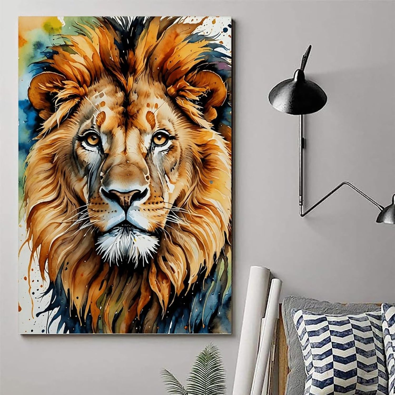 Lion Poster Poster Canvas Painting Wall Art Picture Home Decor Print for Bedroom Living Room Dorm Study Bar Office 16X24Inch(40X60Cm) Unframe-Style image number 2