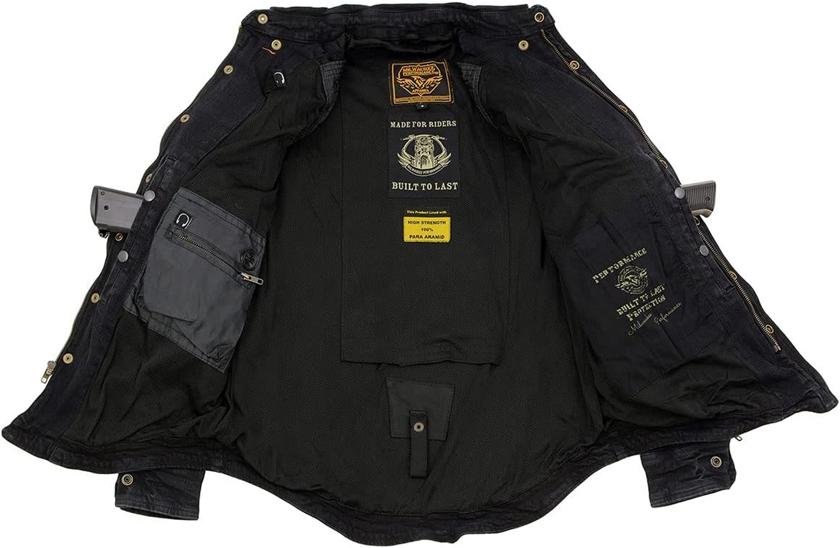 Milwaukee Leather MPM1620 Men'S Black Flannel Biker Shirt with CE Approved Armor - Reinforced W/Aramid Fibers - Medium image number 4