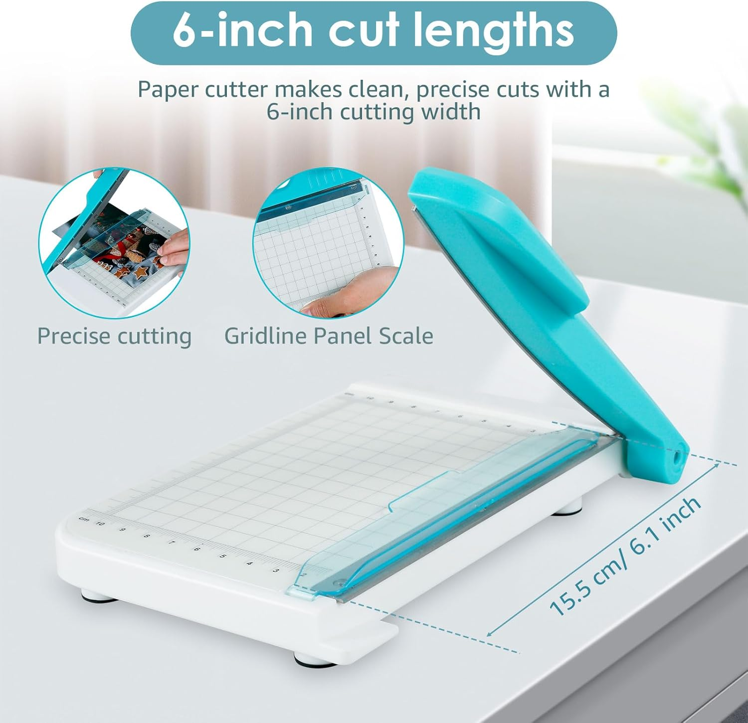 Paper Cutter Guillotine 6 Inch Paper Cutting Board Guillotine Paper Cutter for Classroom Non Slip Professional Paper Cutter and Trimmer Guillotine Paper Cutter Slicer for Office Home School image number 5