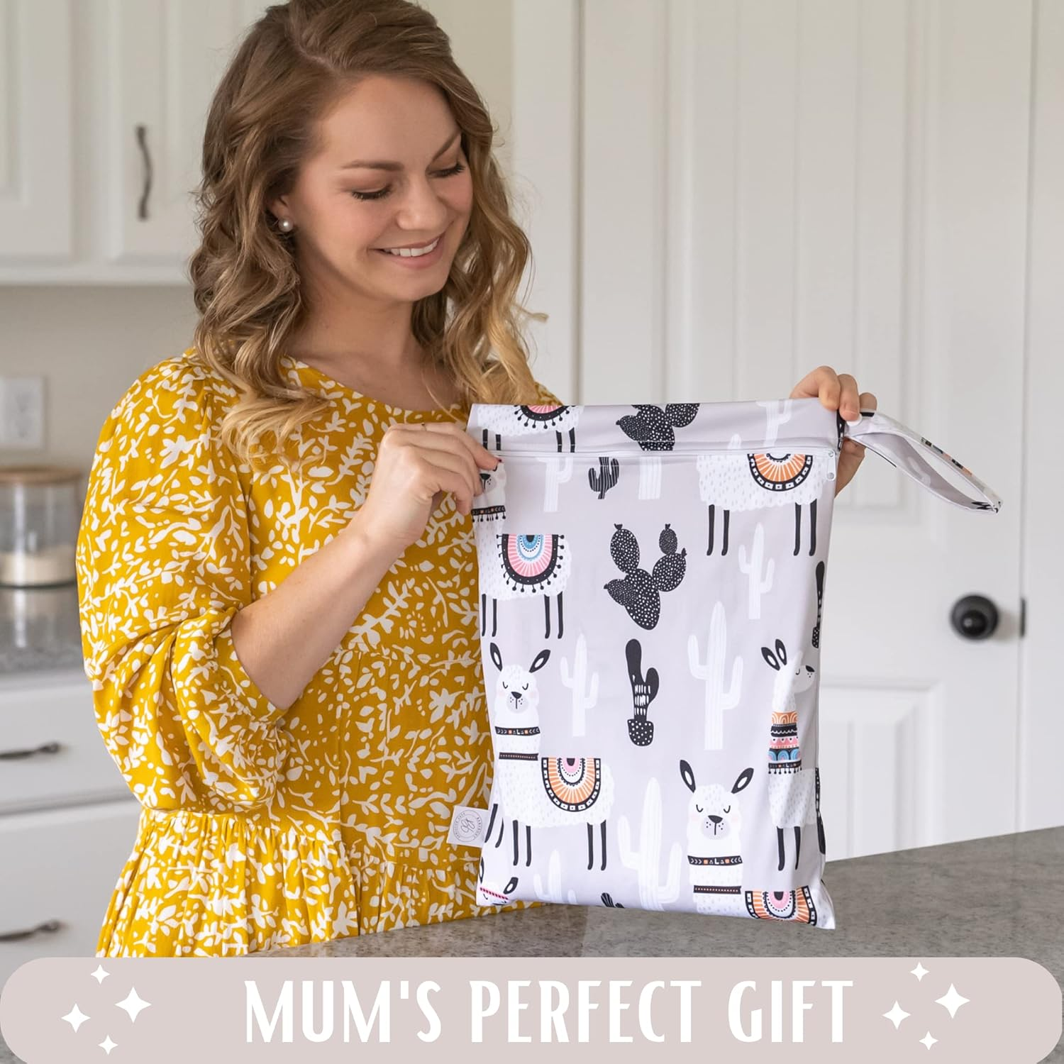 BABYBOET Cloth Diaper Wet Dry Bags 2PCS Waterproof Reusable with Double Zippered Pockets Travel Beach Pool Baby Items or Wet Clothes (Large, Alpaca & Sloth, 2PCS) image number 3