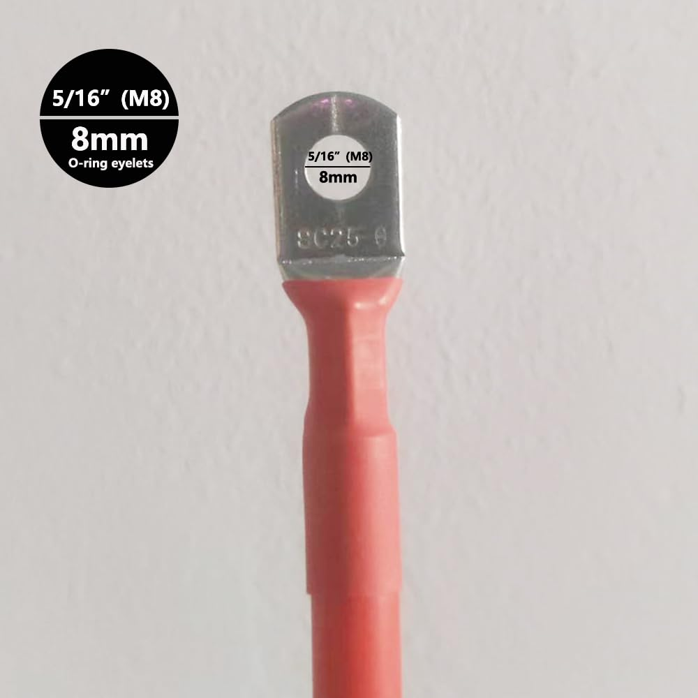 Ultra Soft 6AWG 50A Anderson Connector to Battery Terminal Cable,30Cm for Tractors Trailers,Solar,Rv,Battery Box (Ad-8Mm Eyelets-2Cable) image number 4