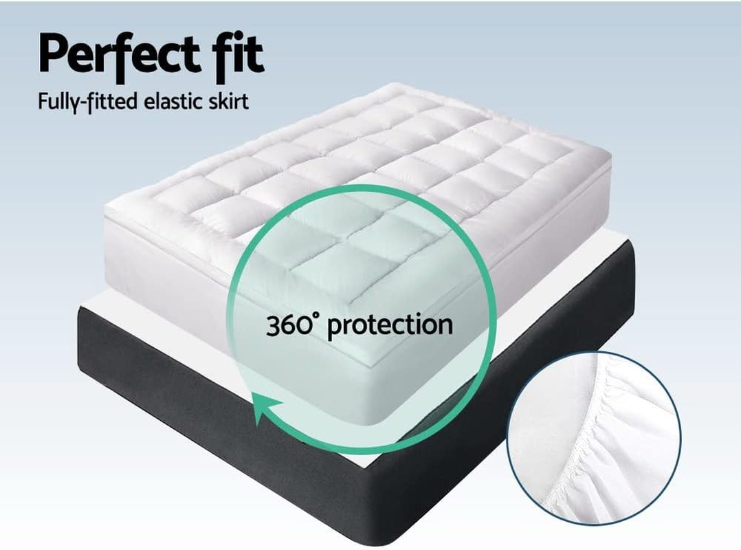 Giselle Bedding Bamboo Mattress Topper Queen Size 1000GSM, Microfibre Washable Hypoallergenic Mat Hotel Quality, 5Cm Fitted Breathable Pillow Top Protector with Elastic Deep Pocket for Back Pain image number 6