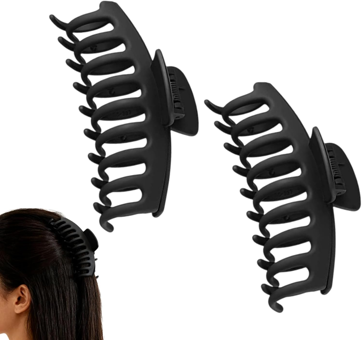 Kalione 2PCS Matte Large Claw Clips for Thick Hair,Large Size Hairs Clip for Women,Fashion Hairs Barrettes for Women, Strong Hold Hair Accessories,Claw Clips for Everyday Hold and Comfortable Wear