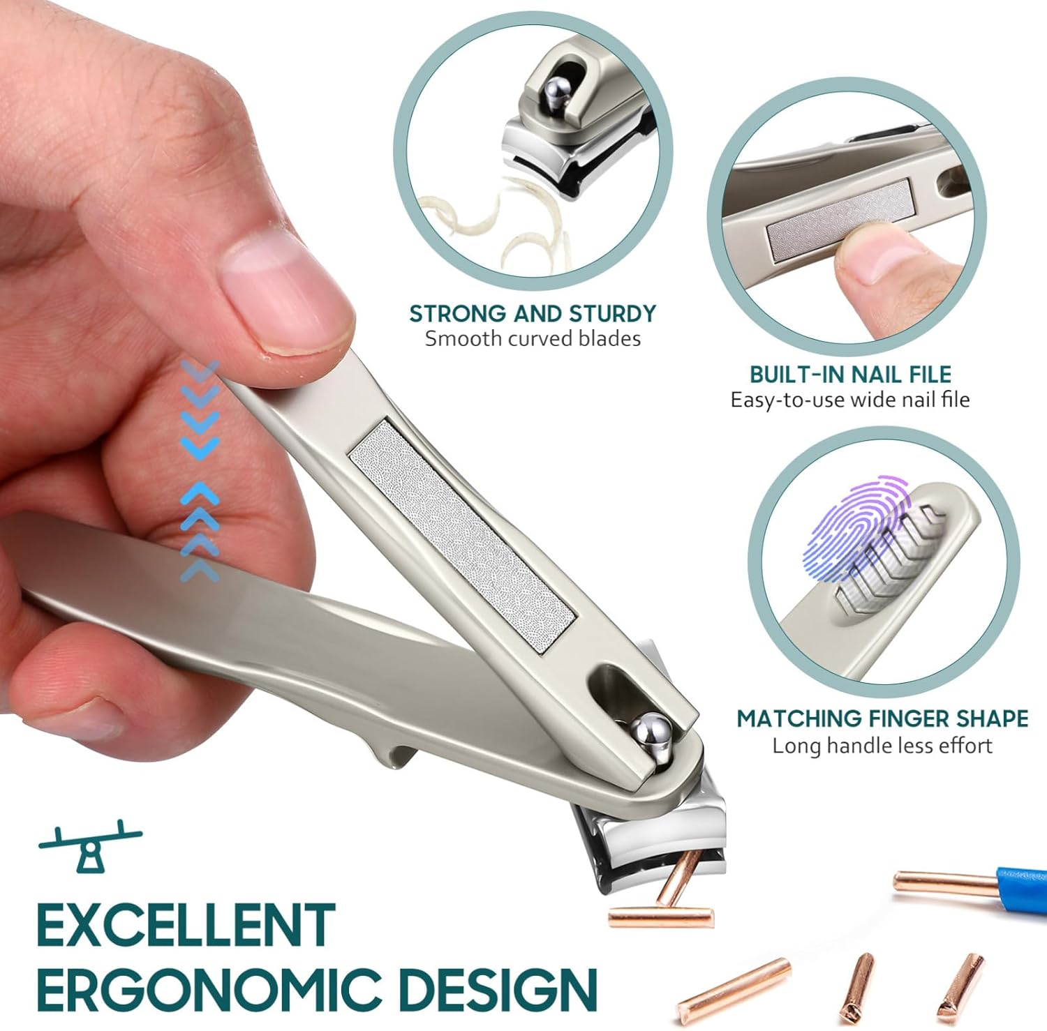 BESPORTBLE Rotatable Nail Clipper, 360-Degree Swivel Nail Trimmer with Leather Case for Men and Women, Silver, 3.74 Inch image number 1