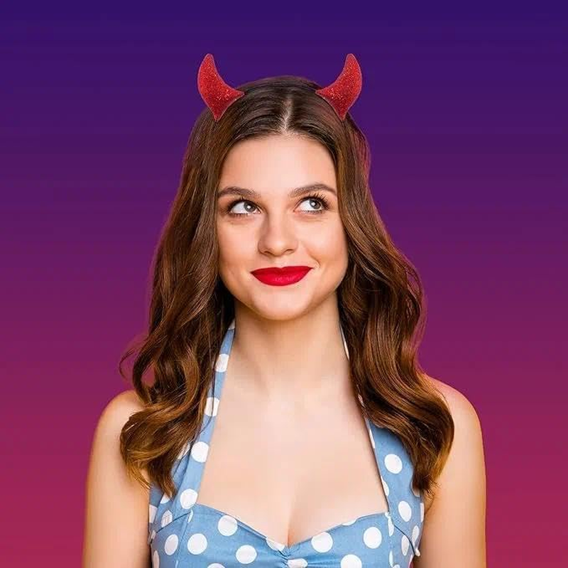 Glitter Devil Horns Headband with Sparkly Devil Ears for Halloween and Cosplay Red and Black Color Options - Fengea image number 1