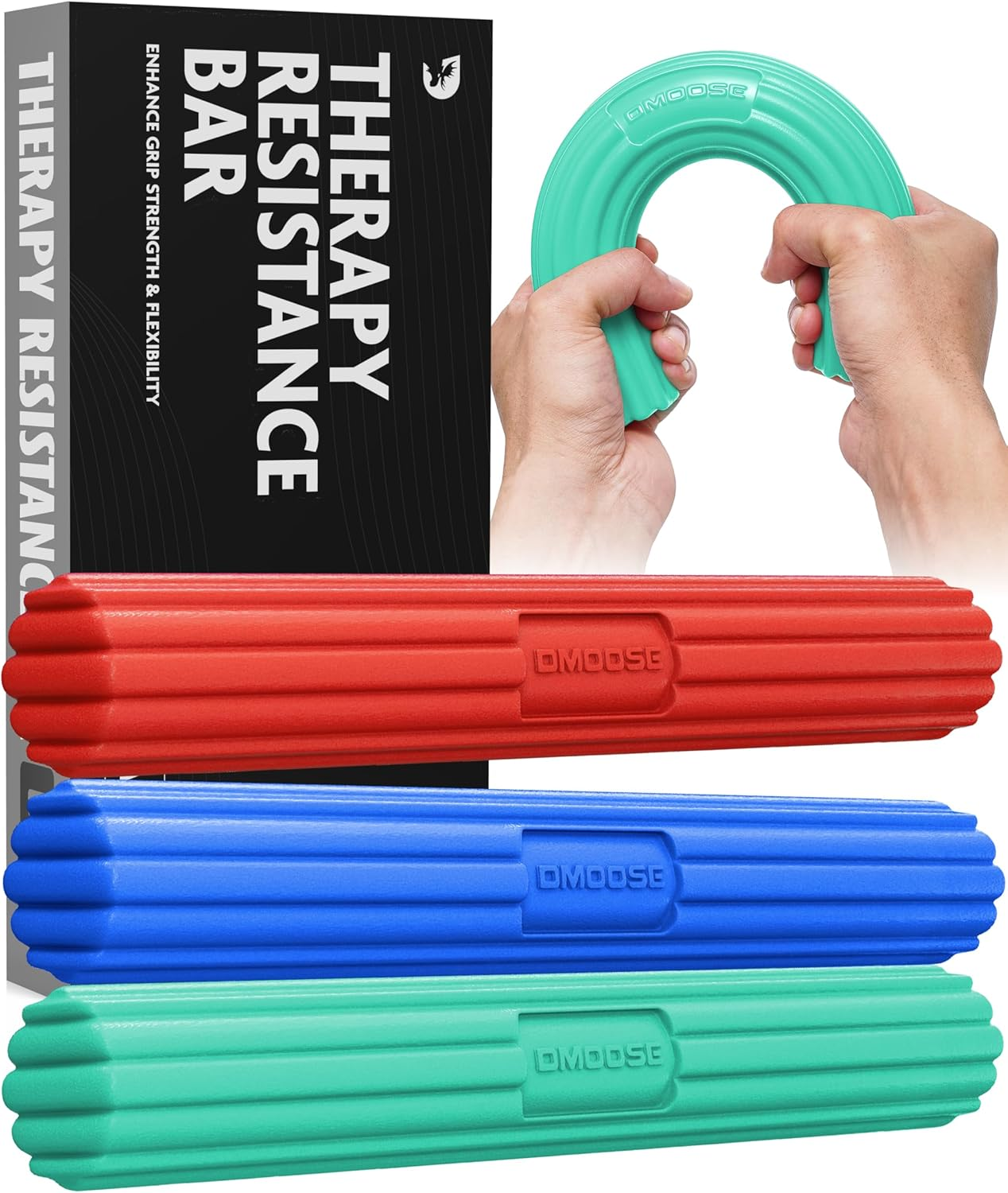 Dmoose Resistance Bar for Physical Therapy, Flexbar for Tennis Elbow, Wrist Strengthener to Improve Hand Grip for Golfers, Rehab, Tendonitis Pain, Injury Recovery Massager, Rehabilitation Equipment