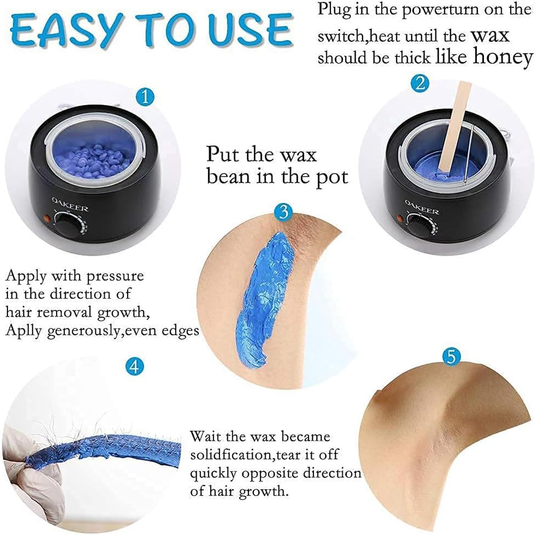 Wax Kit for Hair Removal, Wax Pot Waxing Kit with Wax Beans for Women Men Wax Portable Wax Warmer Professional Wax Warmer for Women Home Use with 20 Wax Sticks