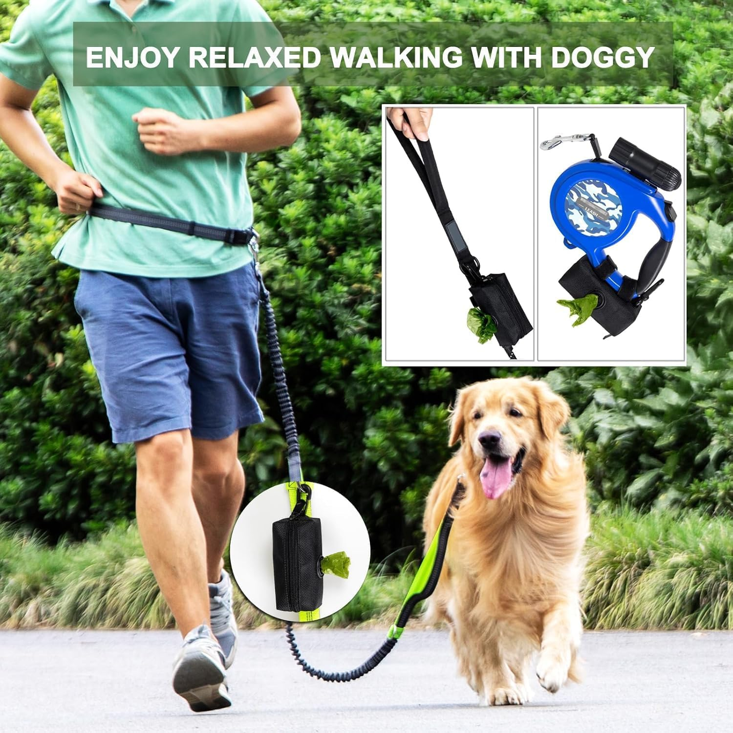 CUBETA Poo Bag Holder for Dogs, Poop Bag Holder for Dog Leash, Soft Fabric Zipper Fits Any Leash - Poop Bag Dispenser with 2 Rolls of Poo Bags image number 5