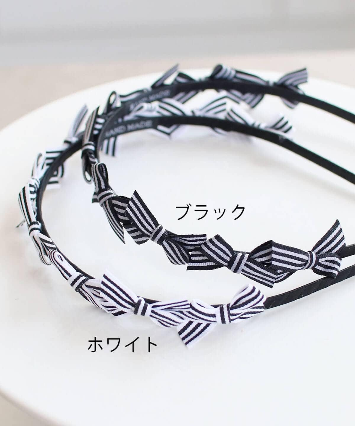 Laura 58252201-WHT Girls' Ribbon, Preppy Striped Headband with One Ribbon Motif Size: 1.4 Inches (3.5 Cm) Diameter, White, リボン1つのモチーフ大きさ:直径3.5Cm