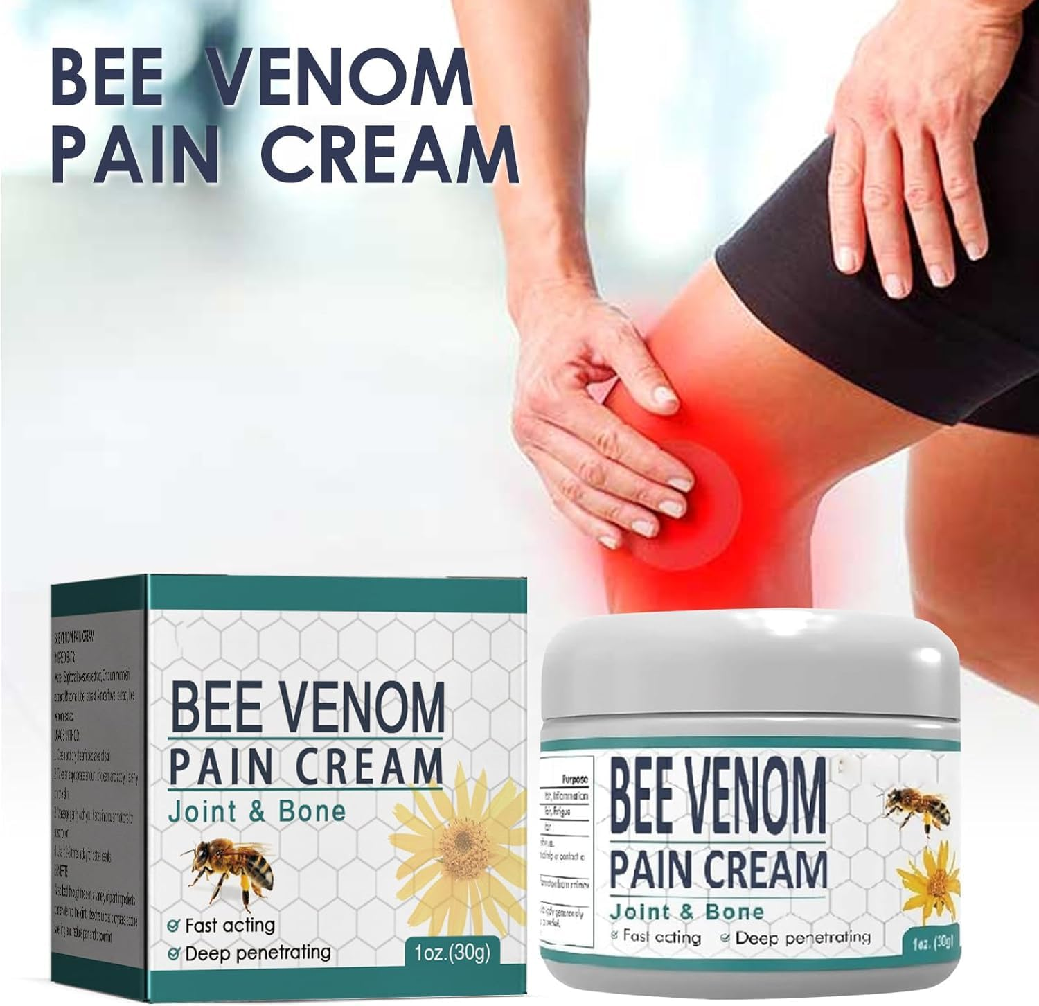 3Pcs Bee Venom Pain and Bone Healing Cream,Advanced Bee Venom Gel Joint and Bone Therapy,New Zealand Bee Venom Joint and Bone Therapy Cream image number 1