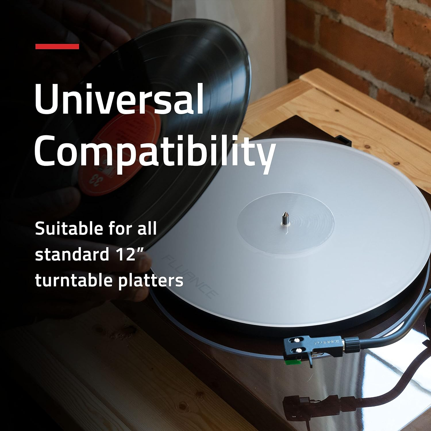 Fluance Acrylic Platter Mat for Turntables - Reduces Vibrations for Improved Sound Clarity for Vinyl Record Playback, Antistatic, Precision Machined, Compatible with 12" Record Players (PM50) image number 4