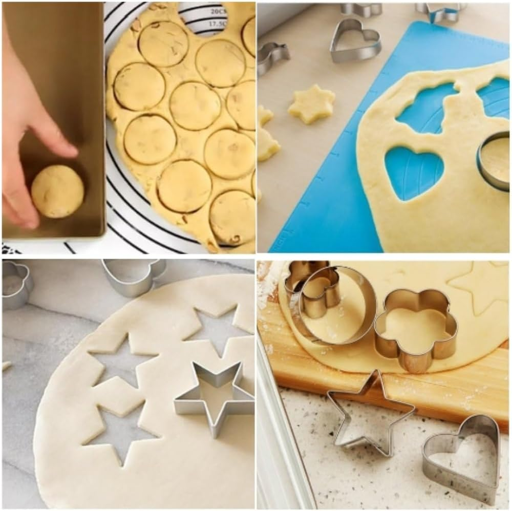 Fabselection Cookie Cutter Shape Set,Mini Sandwich Cutter,Geometric Shapes Metal Scone Cutter with Iron Box,Polymer Clay Cutters for DIY Biscuit Pastry Fondant Sandwich Cake Decorating (30Pcs) image number 1