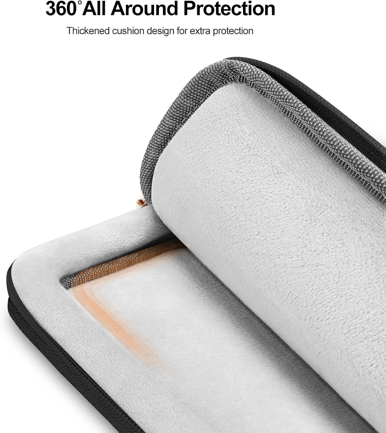 MOSISO 13-14 Inch 360 Protective Laptop Sleeve Compatible with Macbook Air/Pro, 13-13.3 Inch Notebook, Compatible with Macbook Pro 14, Rectangle Quilted Bag with Handle&Pocket&Small Case, Black image number 3