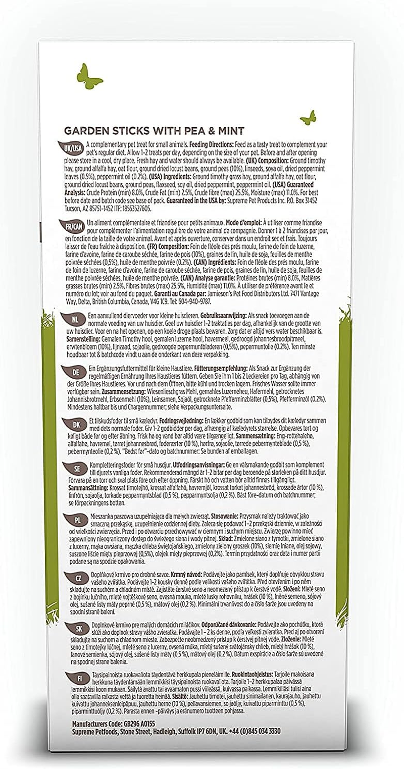 Selective Naturals Garden Sticks 60Gm - Treats Suitable for Rabbits and Guinea Pigs, Pea and Mint