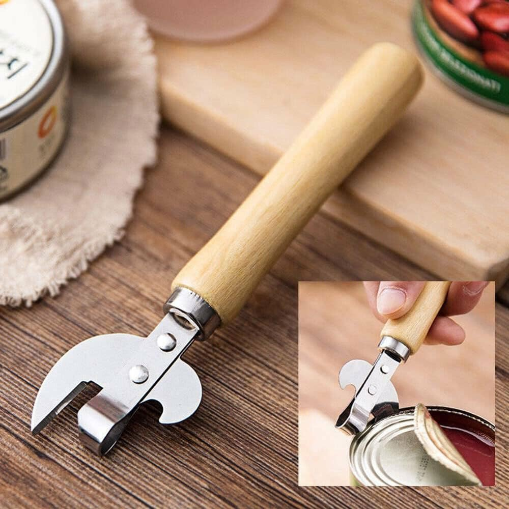 TEAMWILL 2Pcs Stainless Steel Traditional Old Fashion Stab Can & Tin Opener and Corkscrew