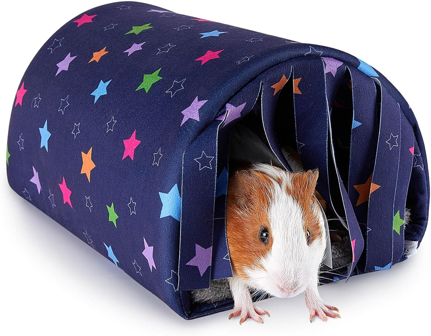 Washable Guinea Pig Tunnel with Curtains - Cozy Hamster Hideout Fit for Small Animals - Soft Accessories for Hamster/Chinchilla/Bunny