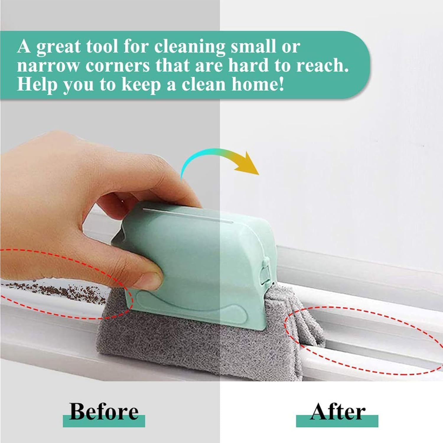 Window Track Brush Window Groove Cleaning Brush,3Pcs Sliding Groove Cleaning Brush Window Cleaning Brush,Window Track Cleaning Brush Gap Groove Sliding Brush Groove Cleaning Brush with 3 Scouring Pad image number 2