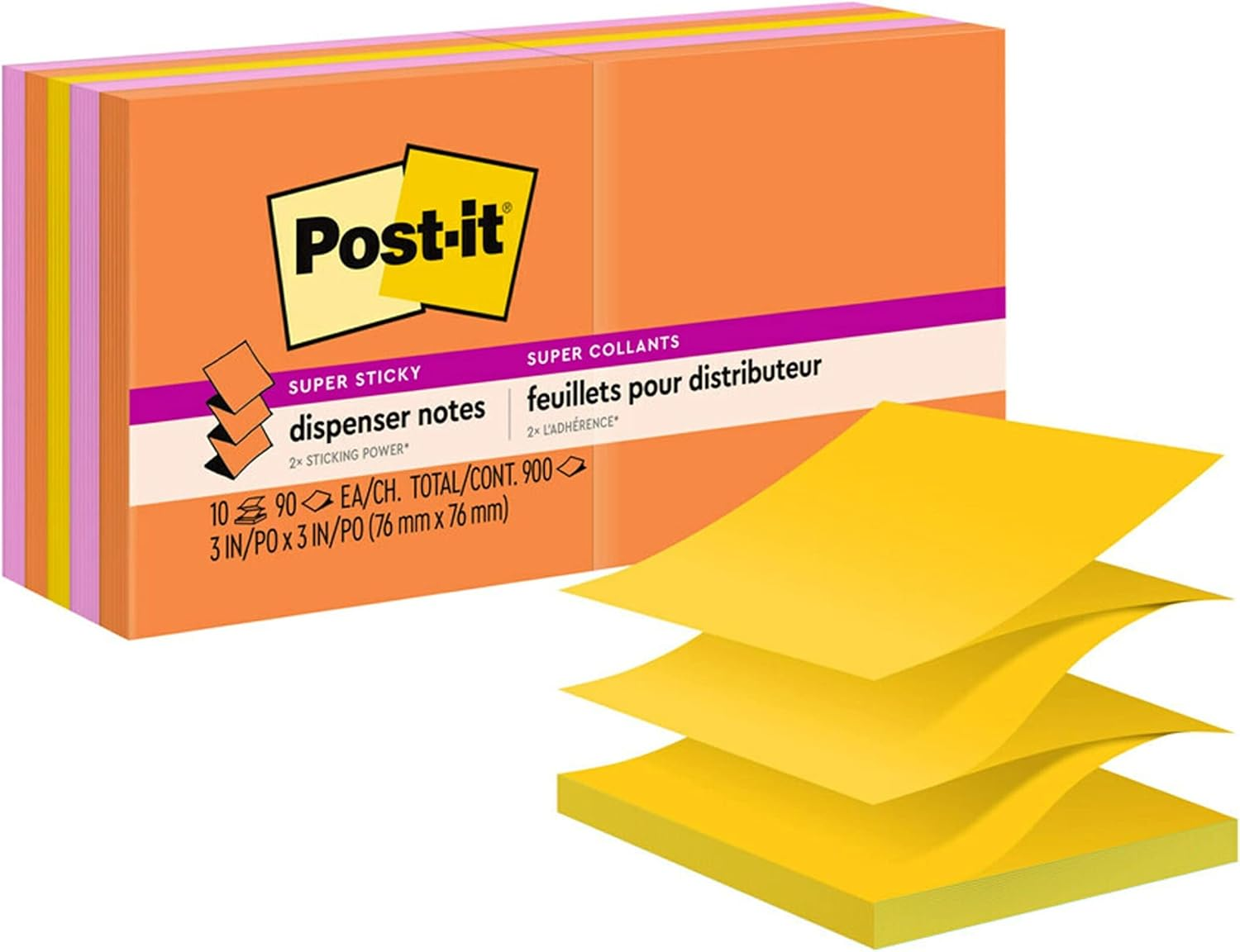 Post-It R330-6SST Super Sticky Pop-Up Notes, 76Mm X 76Mm, Bora Bora Collection Recycled, 6 Pads