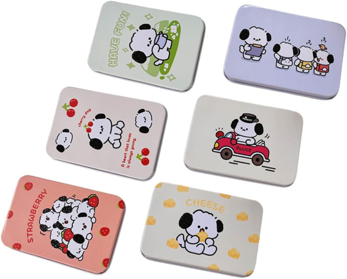 OATIPHO 6Pcs Cartoon Tinplate Storage Box Set Small Desktop Metal Organizer Multipurpose Candy Holder Trinket Container for Office and Home image number 5