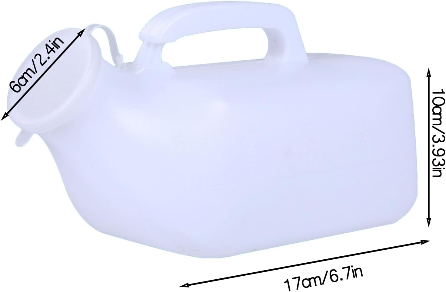 Men'S Portable Urinal with Lid 1200Ml Plastic Urine Bottle for Elderly Car Use Graduated Design No Spill Odorless Easy to Grip Lightweight Durable Nighttime Relief Urinals for Men Pee Bottle(White) image number 3