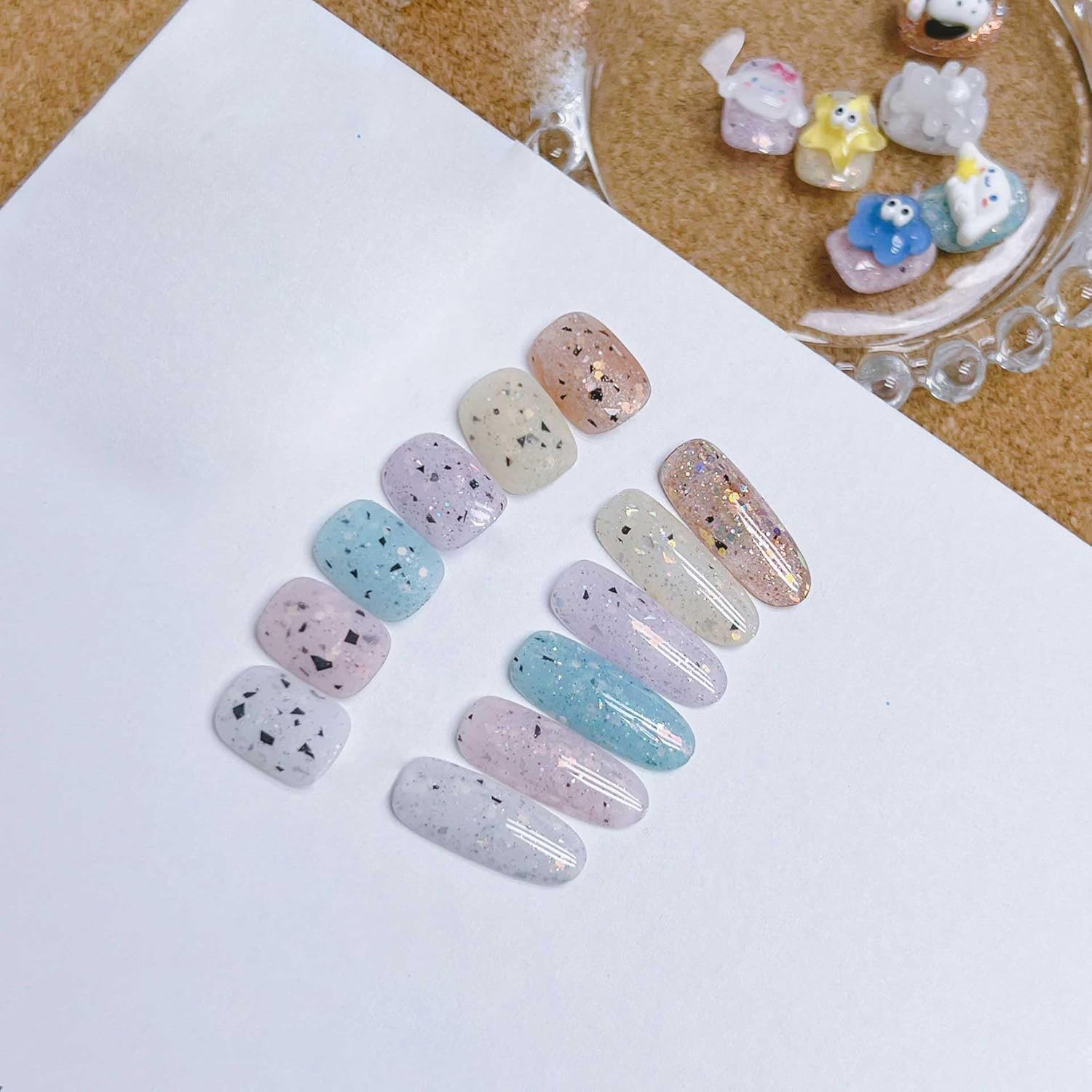 PINNI Bronze Egg Shell Gel Nail Polish Kit, Speckled Nail Polish Gel Nail Polish Sequins Glitter Semi-Permanent UV Gel Polish Shiny Gel Nail Varnish Shiny Shimmer White Gel Polish image number 1