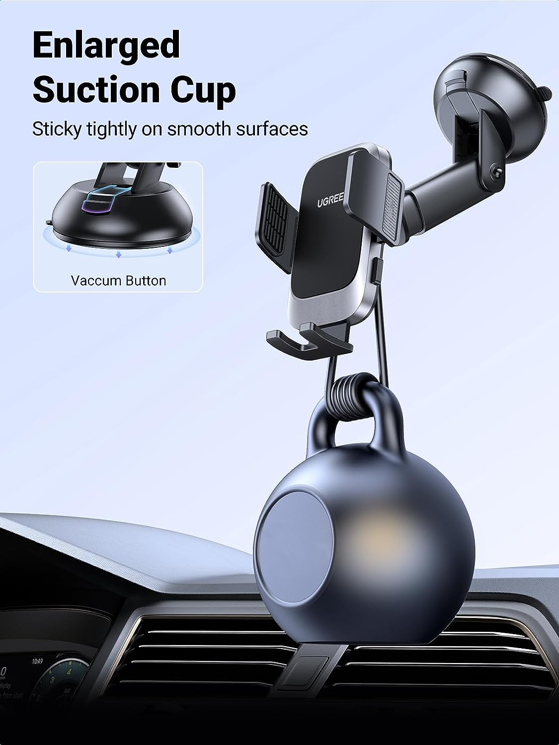 UGREEN 2 in 1 Car Phone Holder Mount for Dashboard Windshield Air Vent, Universal Cradle, Strong Suction Cup, Compatible with Iphone 16 Pro Max, Galaxy S24 Ultra image number 4