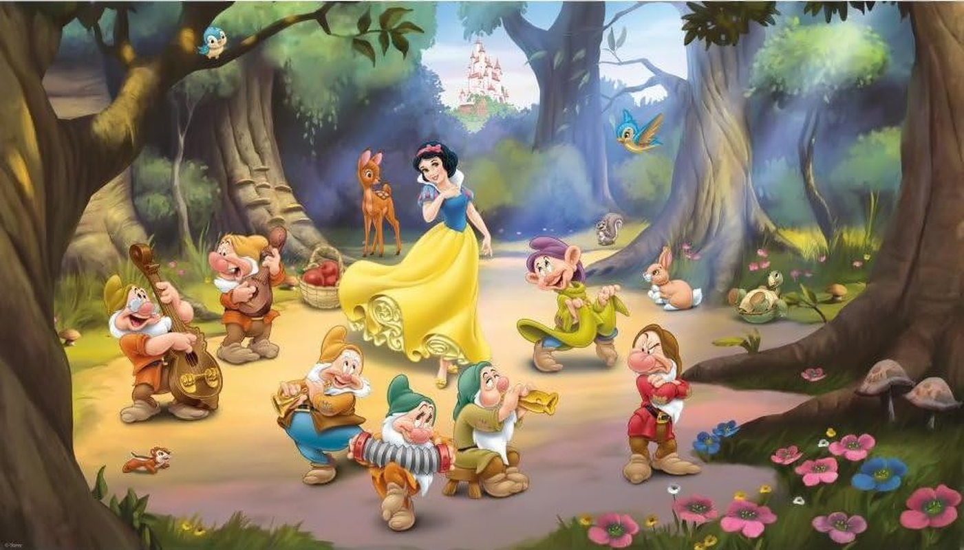 Roommates JL1281M Disney Princess Snow White and the Seven Dwarfs Spray and Stick Removable Wall Mural - 10.5 Ft. X 6 Ft.