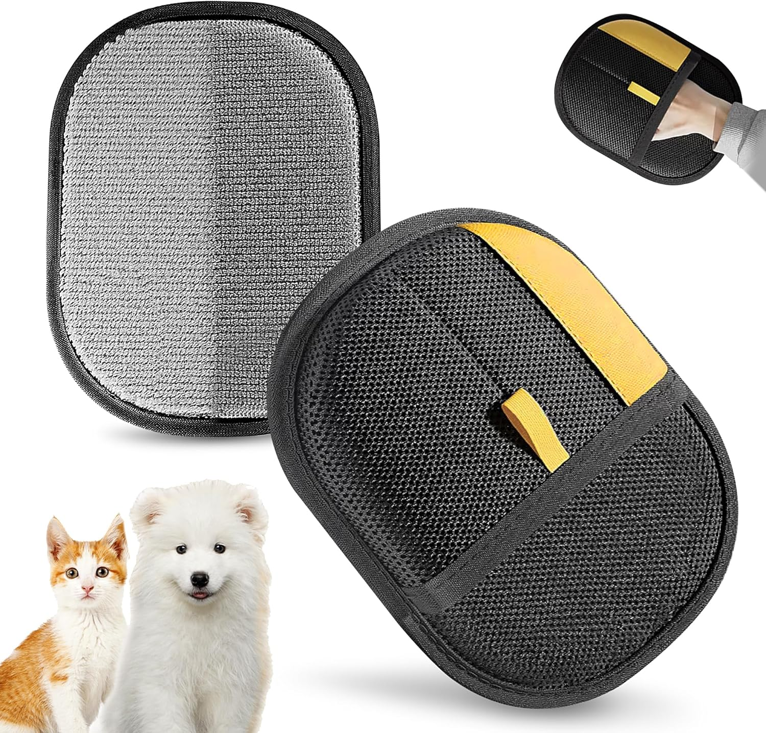 Jioroos Pet Hair Remover Gloves for Cats & Dogs, Electrostatic Pet Hair Removal Gloves Brush for Pets Hair, Upgraded Animal Fur Removal Tool, Reusable Cats & Dogs Grooming Gloves for Hair Removal (2) image number 1