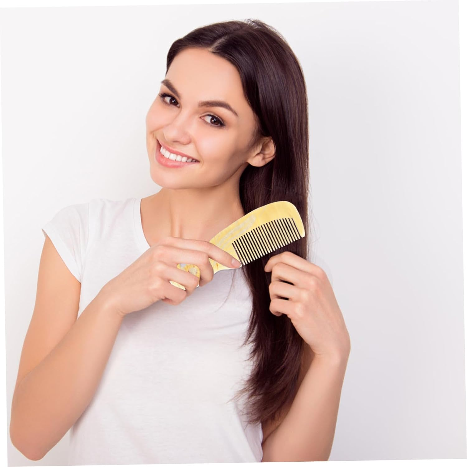 MUSISALY Natural Horn Hair Comb Smooth Edges Massage Tool Lightweight Portable Hair Styling Accessory for Home and Salon Use Random Color image number 5