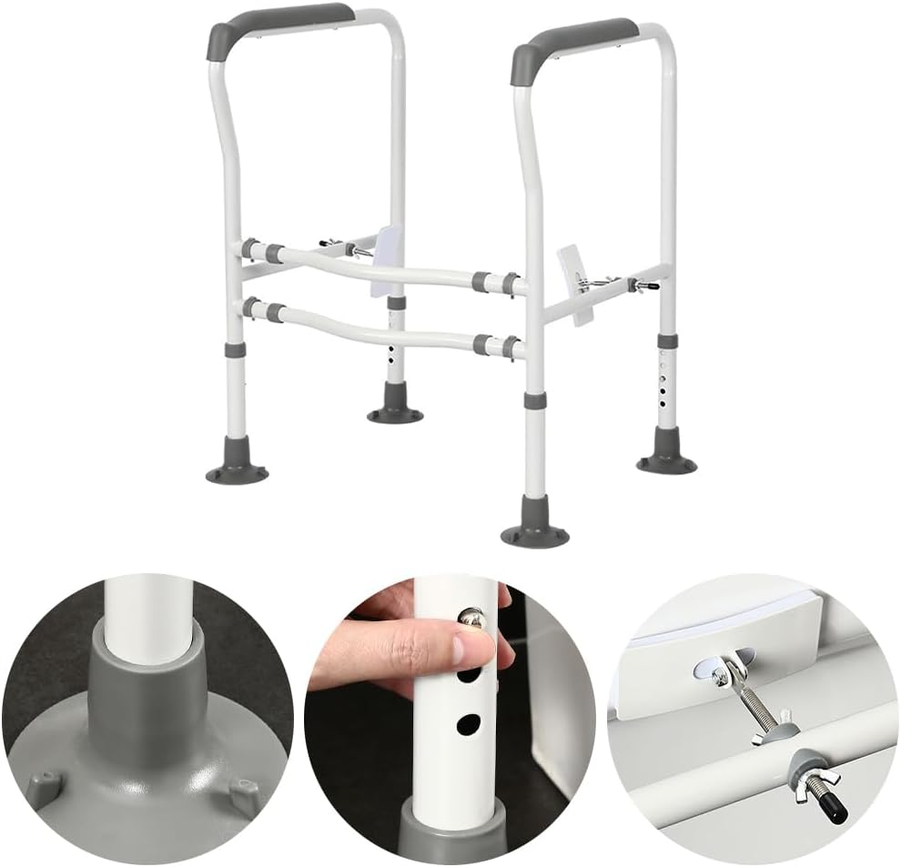 Toilet Armrest,Adjustable Toilet Grab Bar,Bathroom Safety Frame,Vertical Armrest, Commode Safety Handrail,For Senior,Handicap,Disabled image number 6