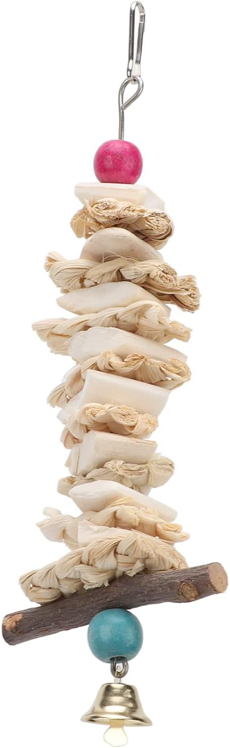 Bird Cuttlebone Toy, Bird Chewing Toy, Colorful Hanging Hand Made Cuttlefish Bone Toy, Parrot Toys Chewing Bird Toy Cuttle Bone Beak Grinding Cage Hanging Bell Toys for Parrots Budgie African Greys image number 4