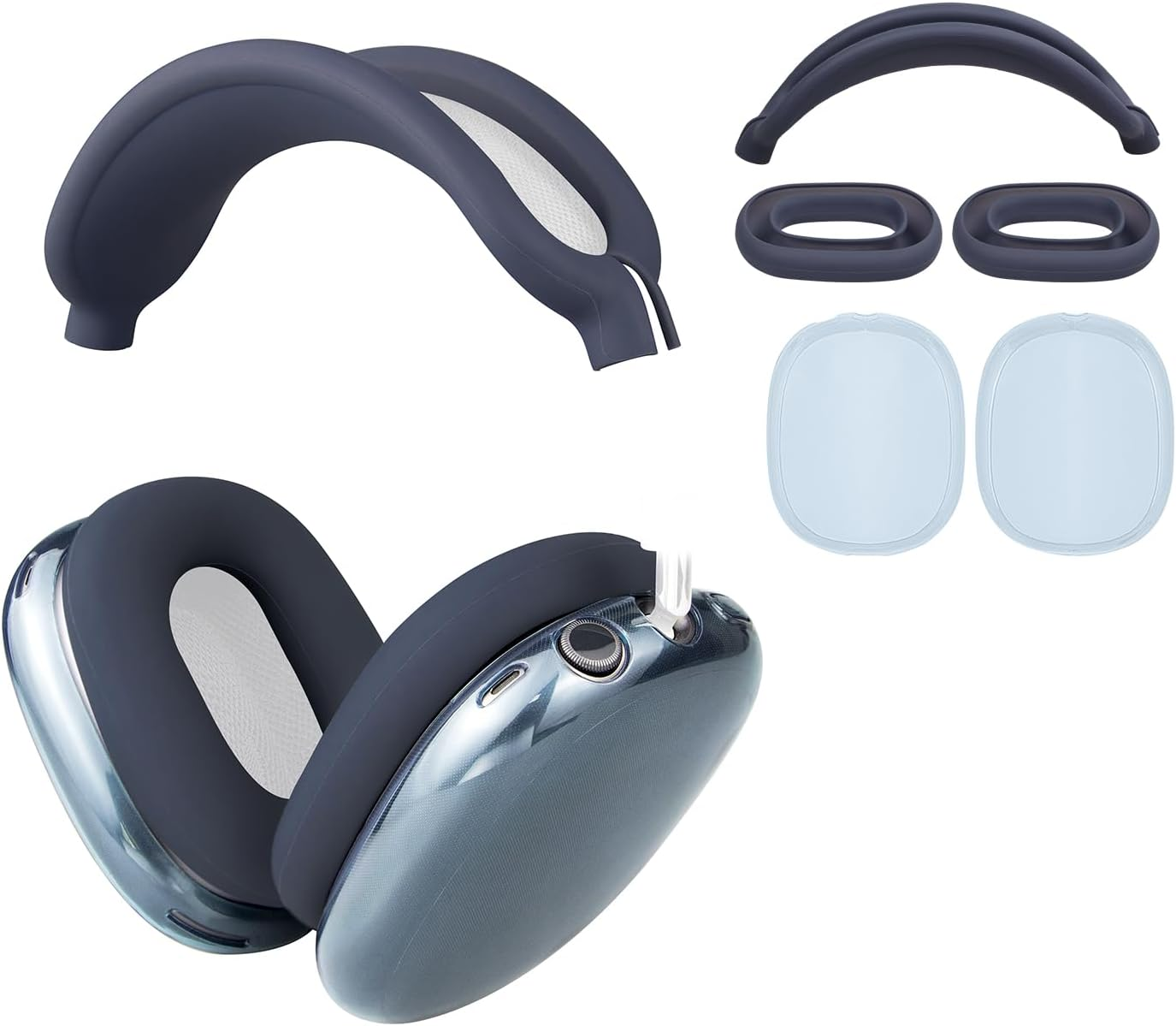 SOULWIT Protective Kit for Airpods Max, Headband Cover + TPU Case Protector + Silicone Ear Pads Cover, Sweatproof Accessory, Easily Washable, Anti-Scratch (Green)