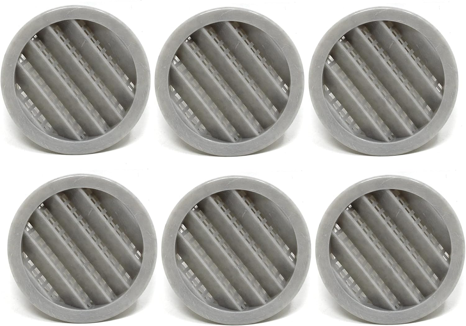 2" round Plastic Louver Soffit Air Vent Reptile Screen Grille Cover Multiple Colors/Quantities (6, Black)