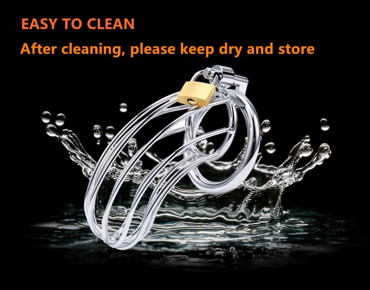 Premium Metal Silver Locked Cage Adult Sex Toy for Men Tainless Steel Metal Male Chastity Device Locked Cage Sex Toy for Men(50Mm Ring)