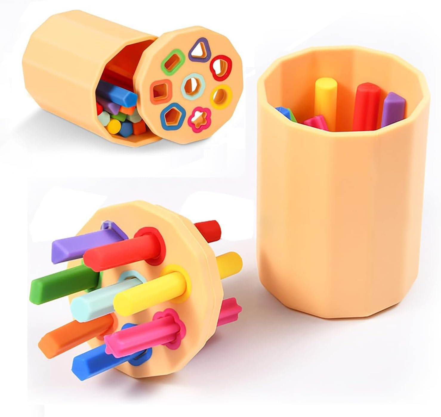 Shape & Color Sorting Montessori Toys for Toddlers, Soft Silicone Sensory Toys, Preschool Learning Activities Matching Game, Educational Toy for Fine Motor Skills (Color) image number 3