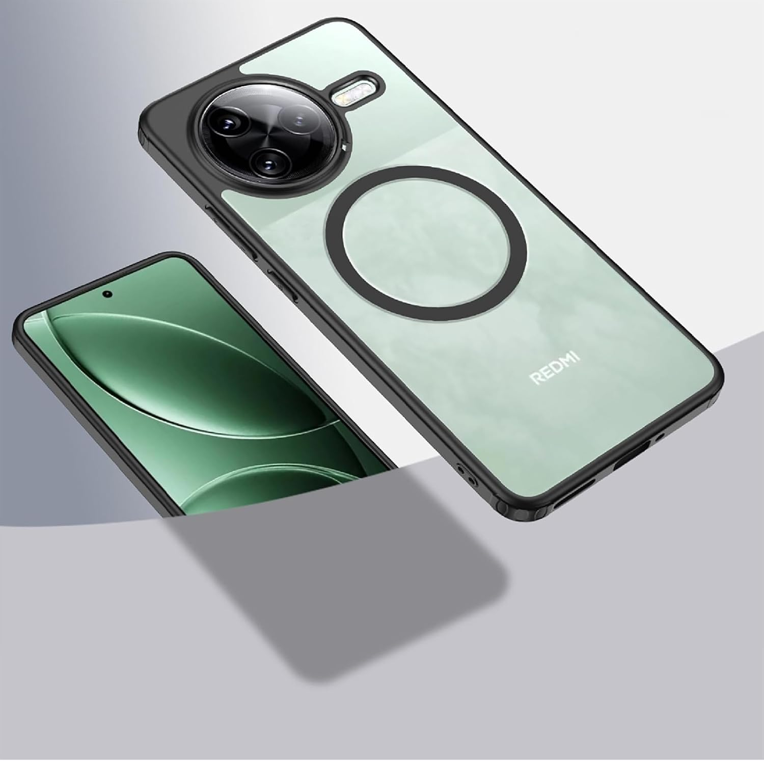 GIOPUEY Magnetic Mobile Phone Case for Xiaomi Poco F7 Ultra Case, Case Compatible with Magsafe, Matte PC Back + TPU Bumper Shockproof Protective Case - Black