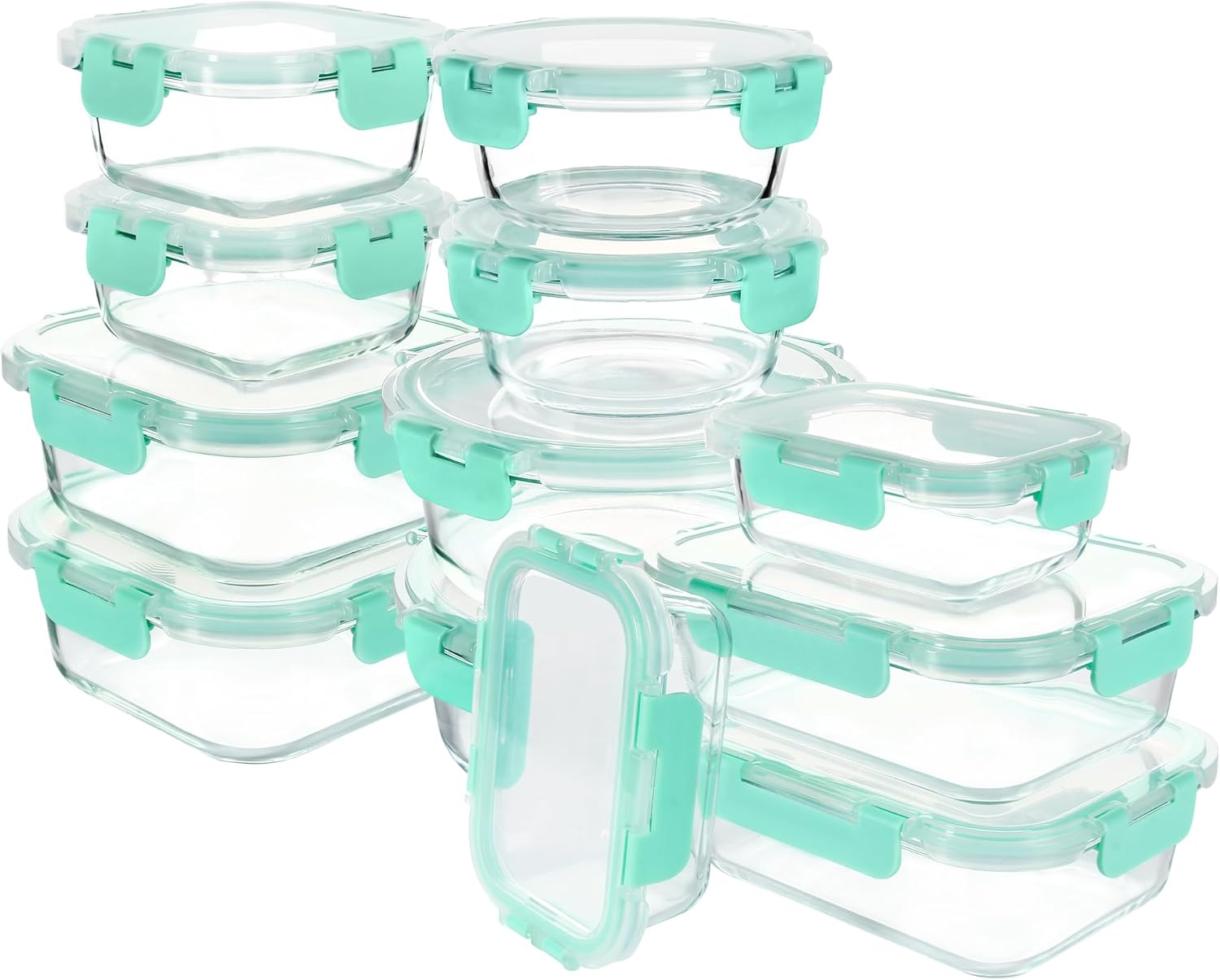 Glass Meal Prep Containers with Lids 12 Pack Airtight Glass Meal Prep Containers, Stackable & Leak-Proof, Dishwasher Safe, Pink