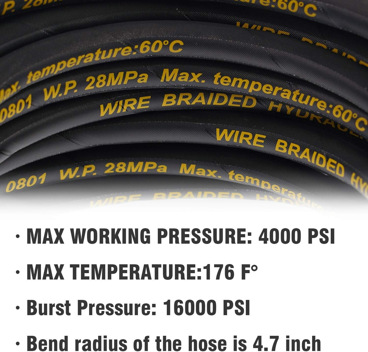 Hourleey 50FT Pressure Washer Hose with 3/8 Inch Quick Connect, High Tensile Wire Power Washer Hose, 4000 PSI