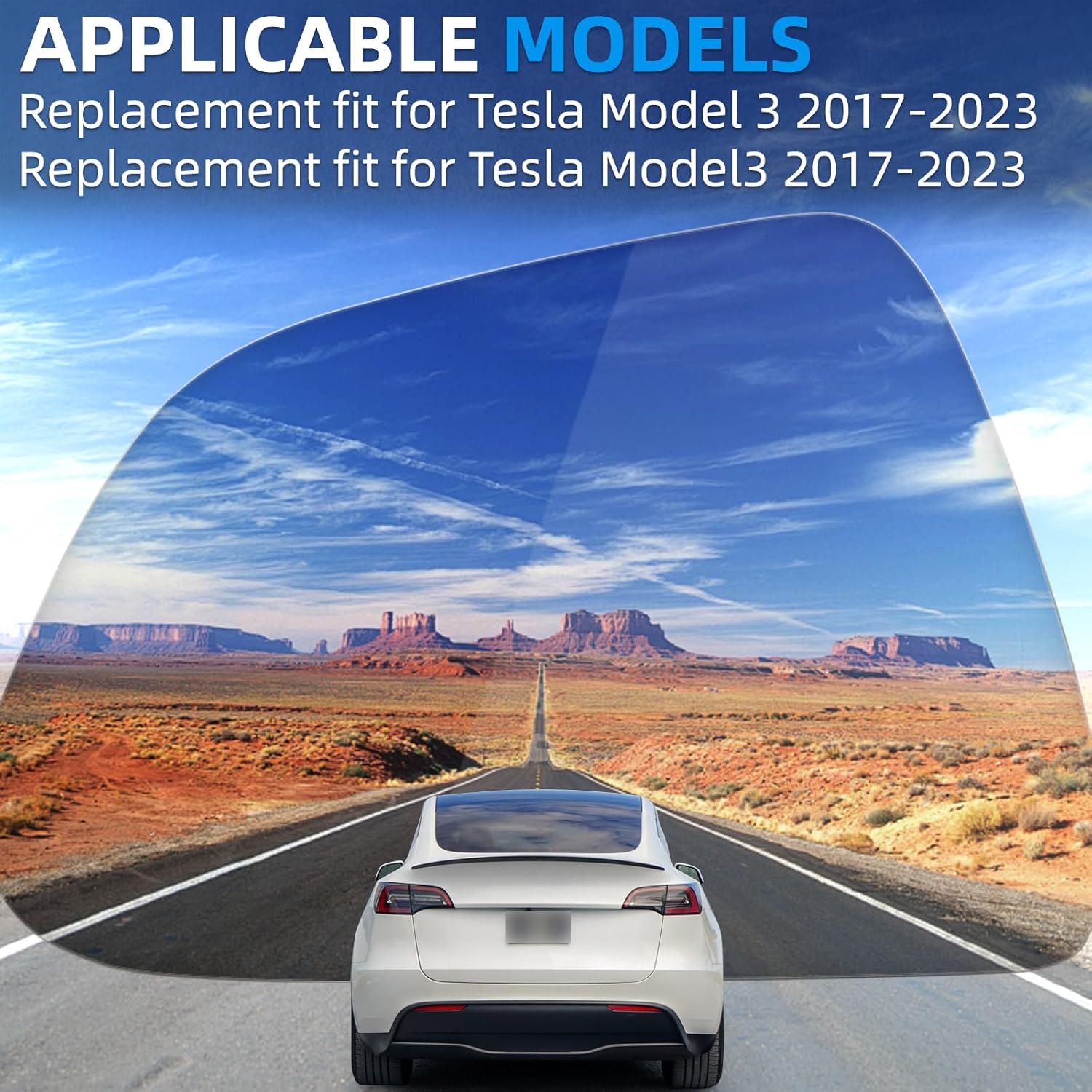 LOIYLLEN Left Side Mirror Replacement for Tesla Model 3 Model3 2017 2018 2019 2020 2021 2022 2023 - Left Side Mirror Glass, Rear View Mirrors Glass with Power Heated