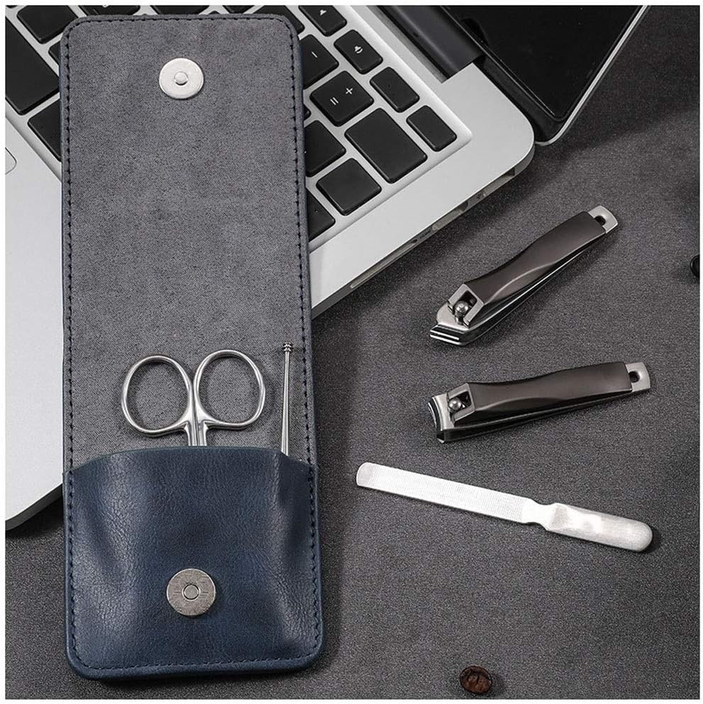Manicure Set,Nail Clippers Kit,Pedicure Care Tool,Blue Nail Clippers 5-Piece Set Stainless Steel Nail Clippers, Nail File, Ear Pick, Portable Travel Manicure Tool Manicure Set image number 1