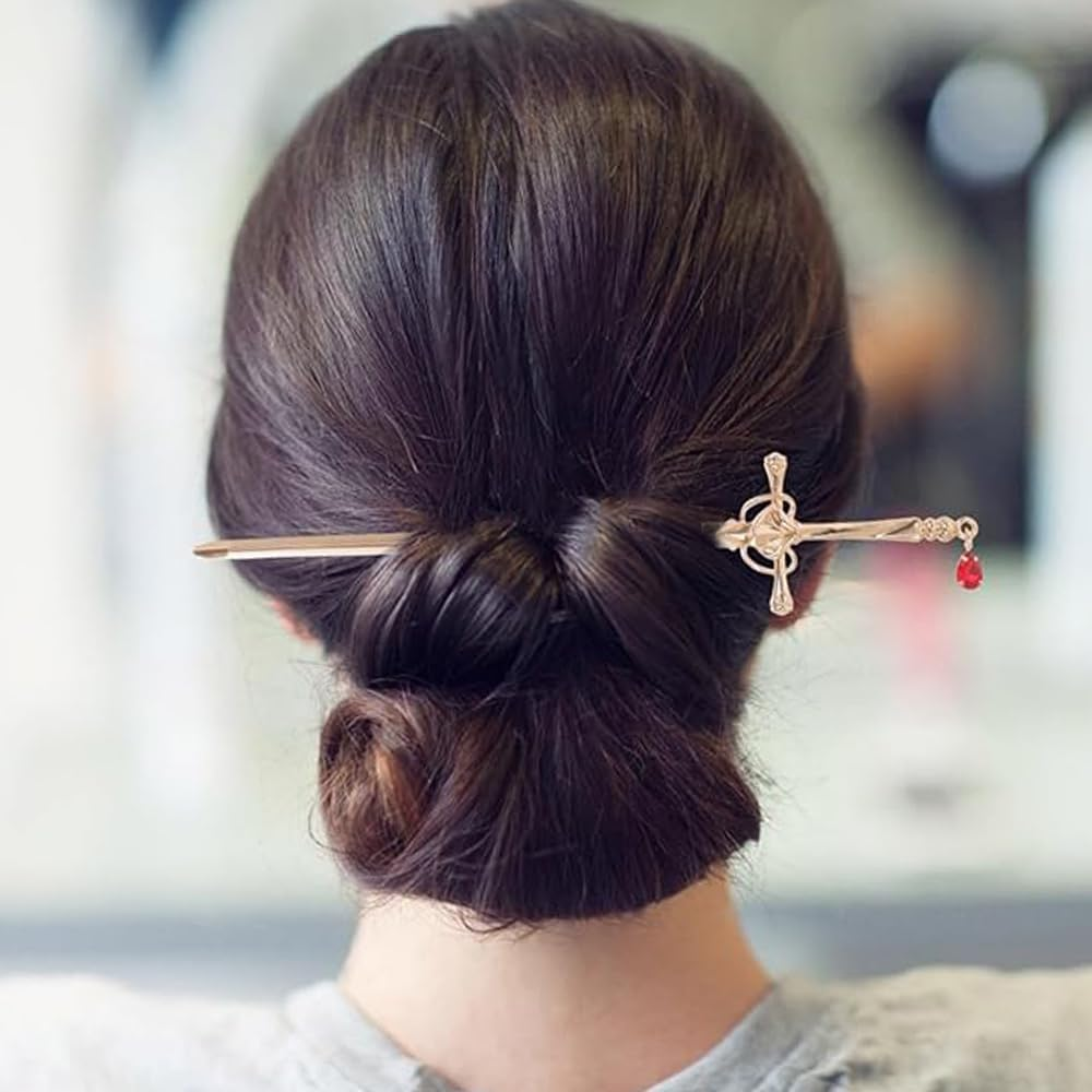 4Pcs Ancient Style Sword Hairpin Hair Chopstick Hair Bun Accessories Women Hair Stick Formal Hair Accessories for Women Hair Bun Stick Hair Accessories for Bun Hair Stick Women Girl Gifts image number 2