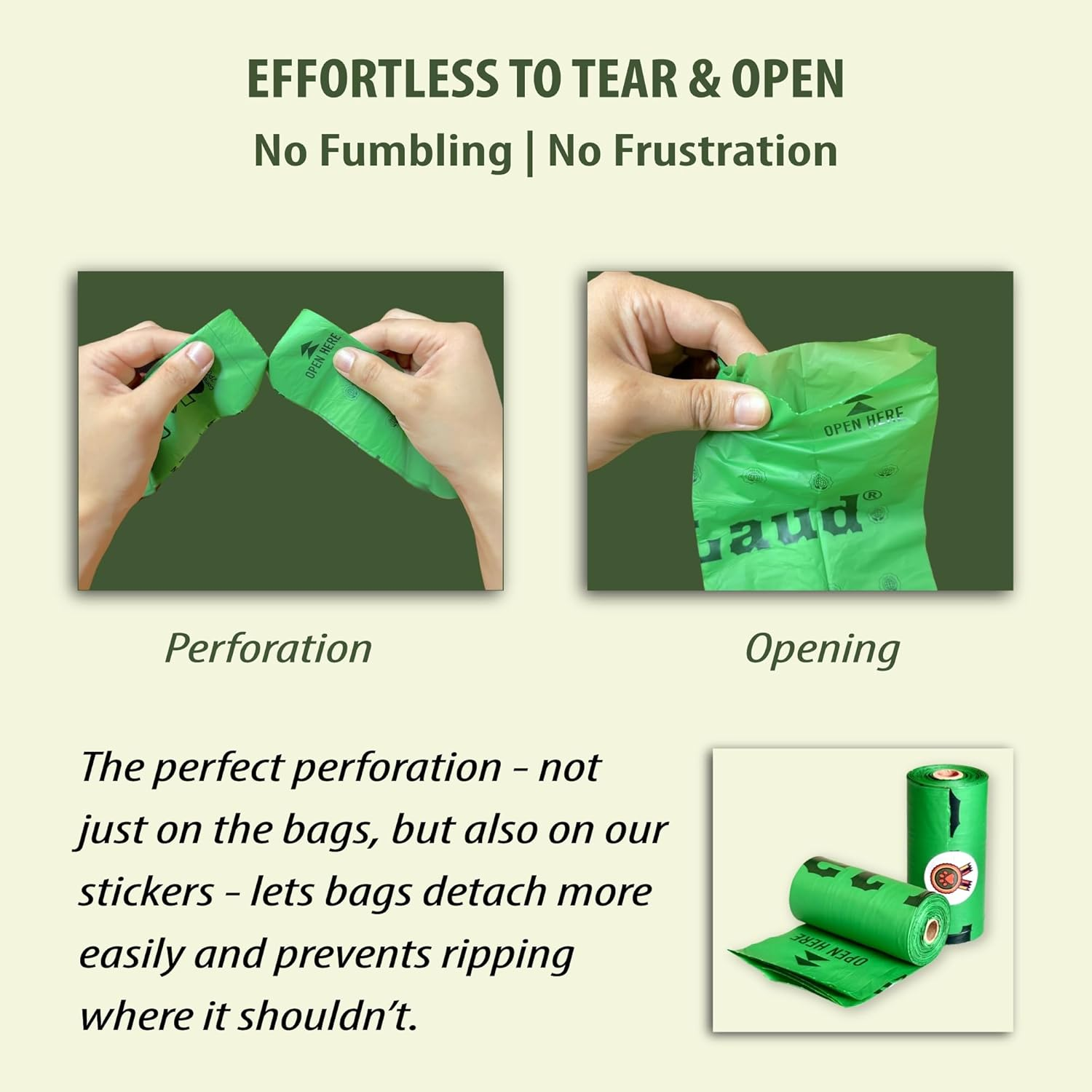 Petlaud Compostable Dog Poop Bags &mdash; Extra Thick, Leakproof, Plastic-Free &mdash; Certified ASTM D6400 & EN13432 &mdash; 60 Count image number 5