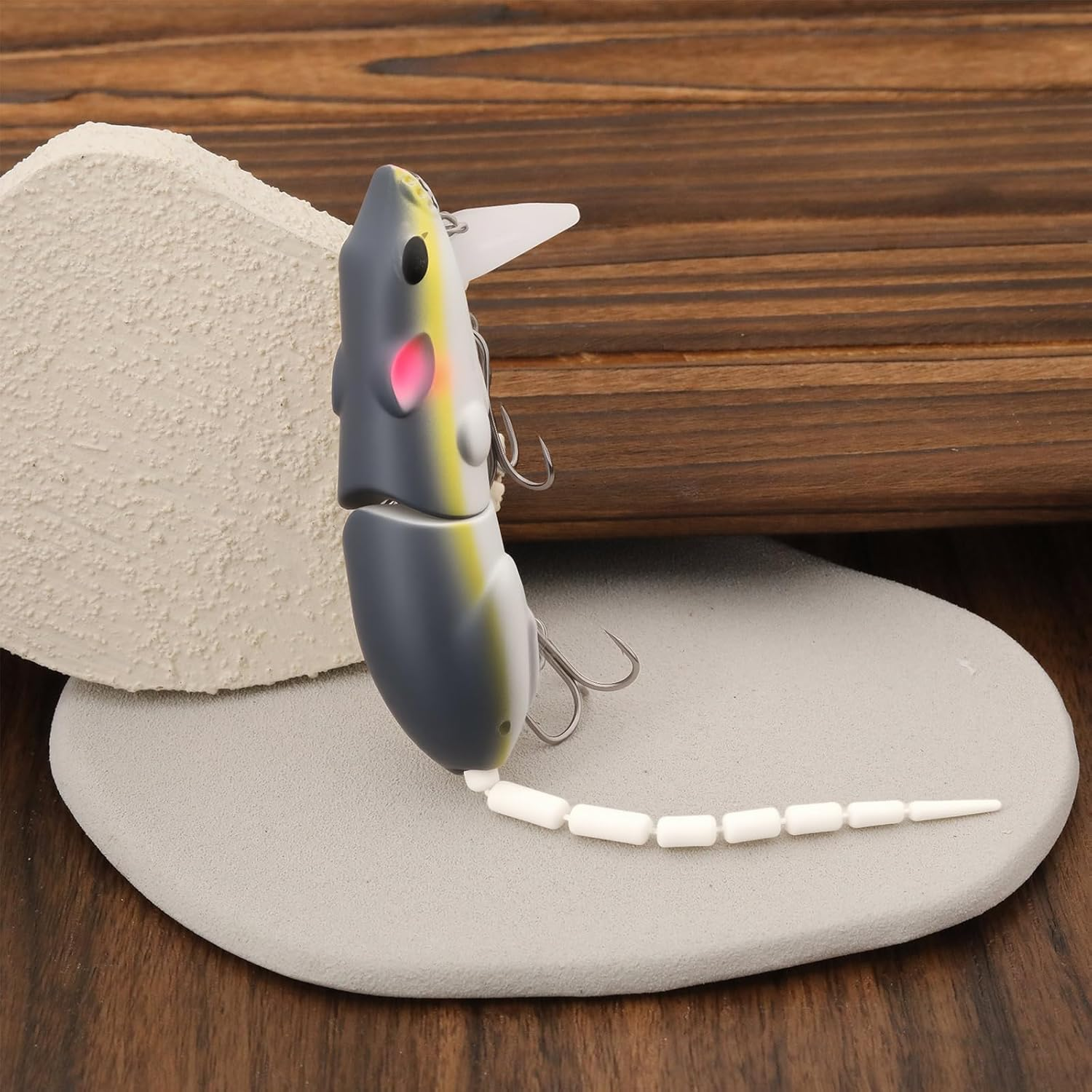 Emagtech 2Pcs Rat Mouse Swimbait 15G 15.5Cm Topwater Jointed Crankbait for Predator Fish Pike Fishing image number 4