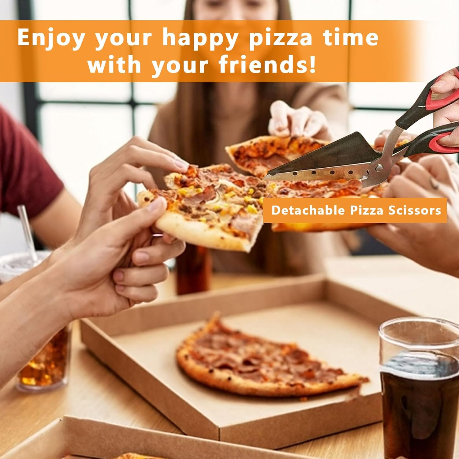 2-In-1 Pizza Cutter with Ergonomic Soft Grip Handle and Spatula, Multifunctional Scissors with Food-Grade Sharp Stainless Steel Blade, Easy to Clean Kitchen Gadget for Food, Camping, Picnic(27.5Cm) image number 3