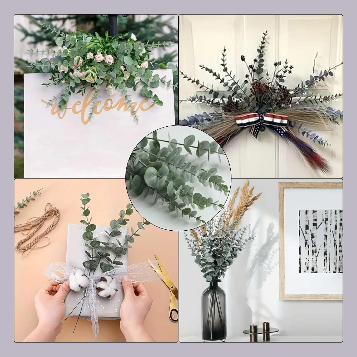 60 Pcs Eucalyptus Stems, Artificial Eucalyptus Leaves Stems Artificial Fake Flowers for Home Office Flowers Bouquet Centerpiece Wedding Decoration Christmas Decor,Bridesmaids Bouquets (60) image number 5
