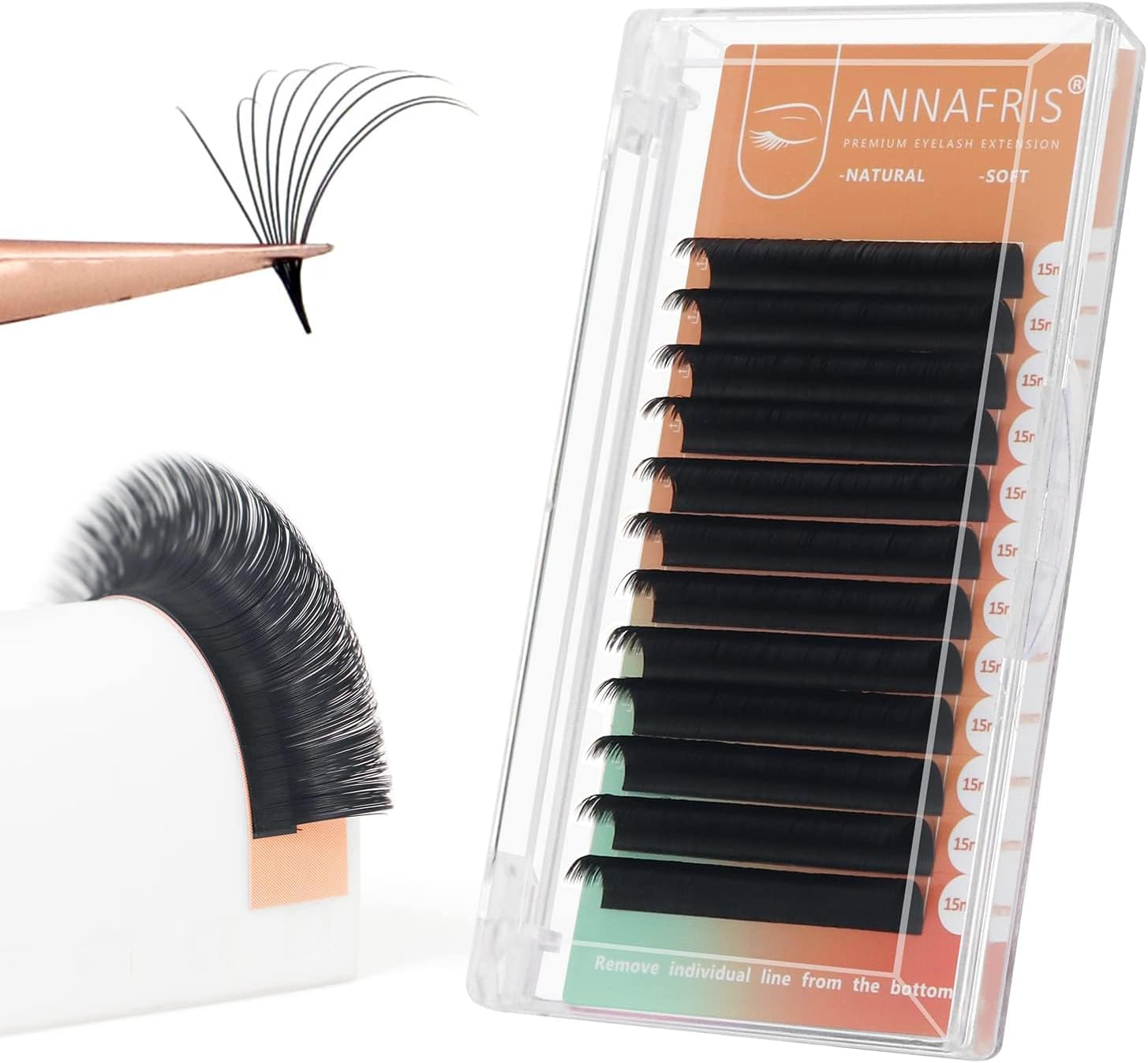 Easy Fan Eyelash Extension Automatic 1S Flowering 0.07 C Curl 14Mm Individual False Lashes Natural Soft Matte Black Volume Lash Extensions Supplies (0.07 C, 14Mm)