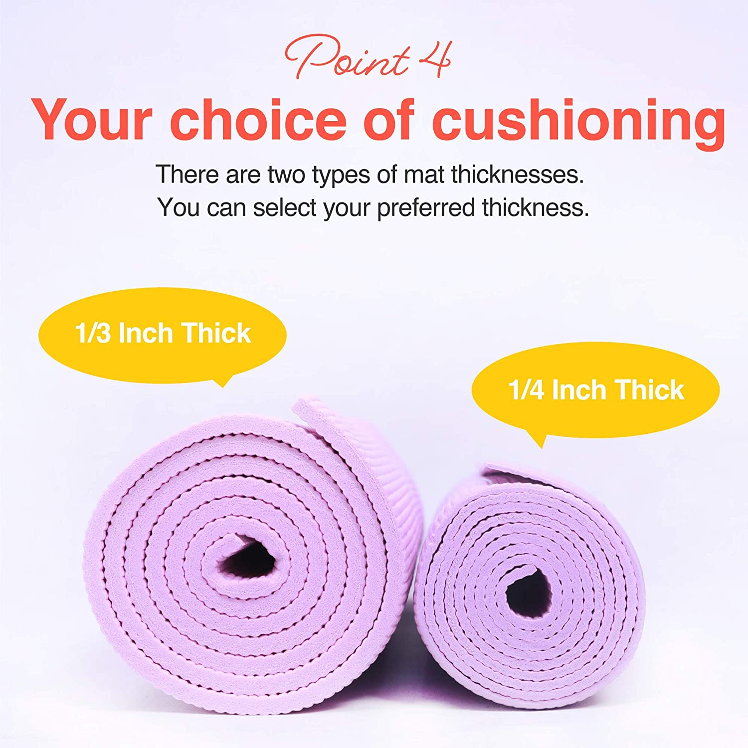 Primasole 1/3 Thick Yoga Mat with Carry Strap. Exercise Mat for Yoga, Pilates, Fitness and Floor Workout at Home and Gym - Quartz Purple image number 2